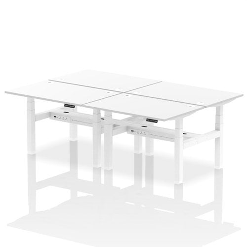 Bench Sit Stand Desk for Four White Top