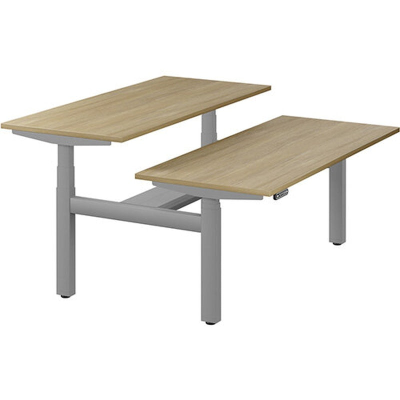 Bench Sit Stand Desk for Two Oak Top