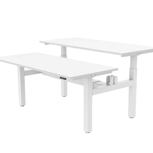 Bench Sit Stand Desk for Two White Top