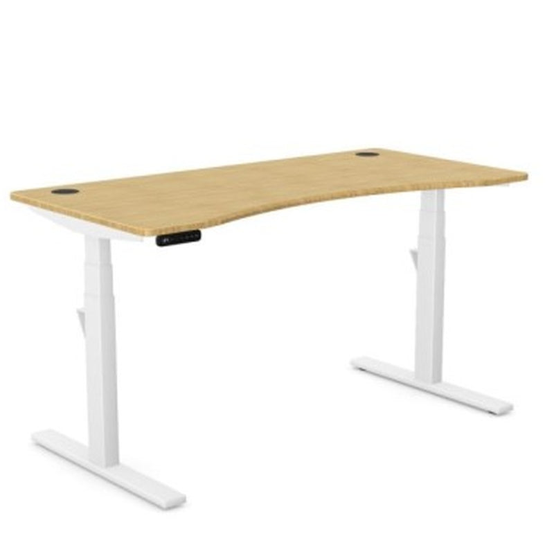 Compact Sit Stand Desk for Small Rooms 1200 by 700 Bamboo Top
