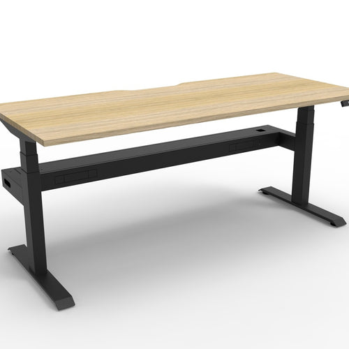 Compact Sit Stand Desk for Small Rooms 1200 by 700 Oak Top