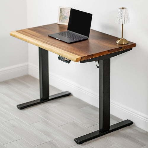 Compact Sit Stand Desk for Small Rooms 1200 by 700 Walnut Top