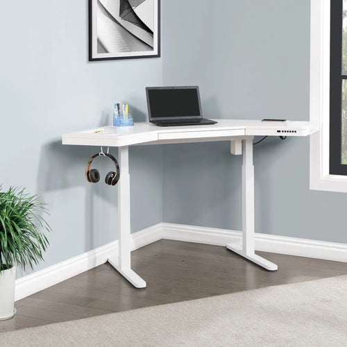 Corner Sit Stand Desk 1600 by 800 White Top