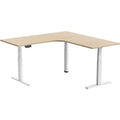 Corner Sit Stand Desk 1800 by 800 Oak Top
