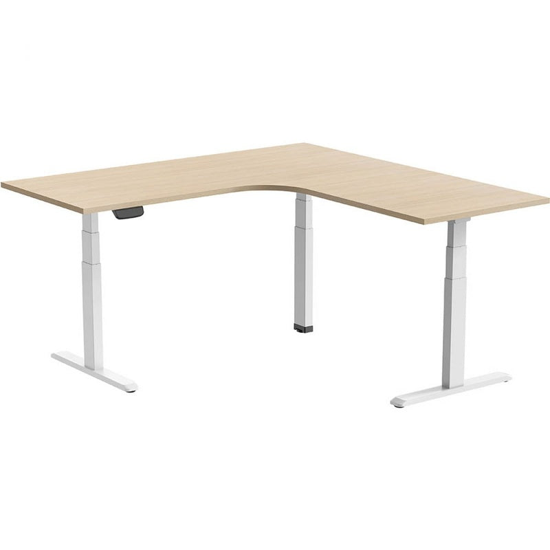 Corner Sit Stand Desk 1800 by 800 Oak Top