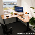 Corner Sit Stand Desk 1800 by 900 Bamboo Top