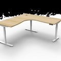 Corner Sit Stand Desk 1800 by 900 Oak Top