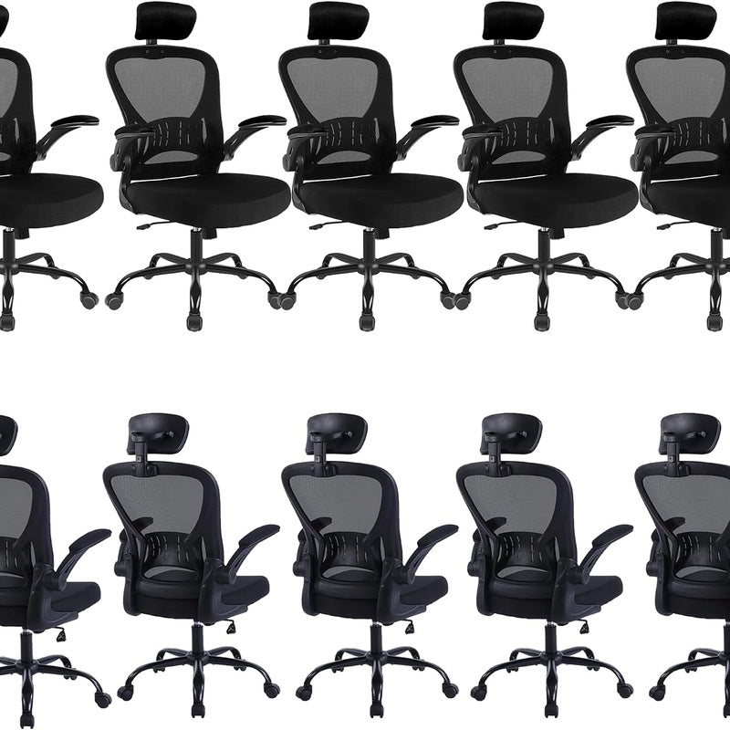 Ergonomic Task Chair with Adjustable Lumbar Black Pack of Ten