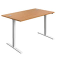 Essential Single Motor Sit Stand Desk 1400 by 800 Oak Top Pack of Five