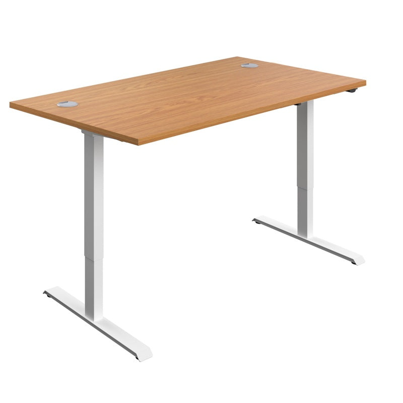 Essential Single Motor Sit Stand Desk 1400 by 800 Oak Top Pack of Five