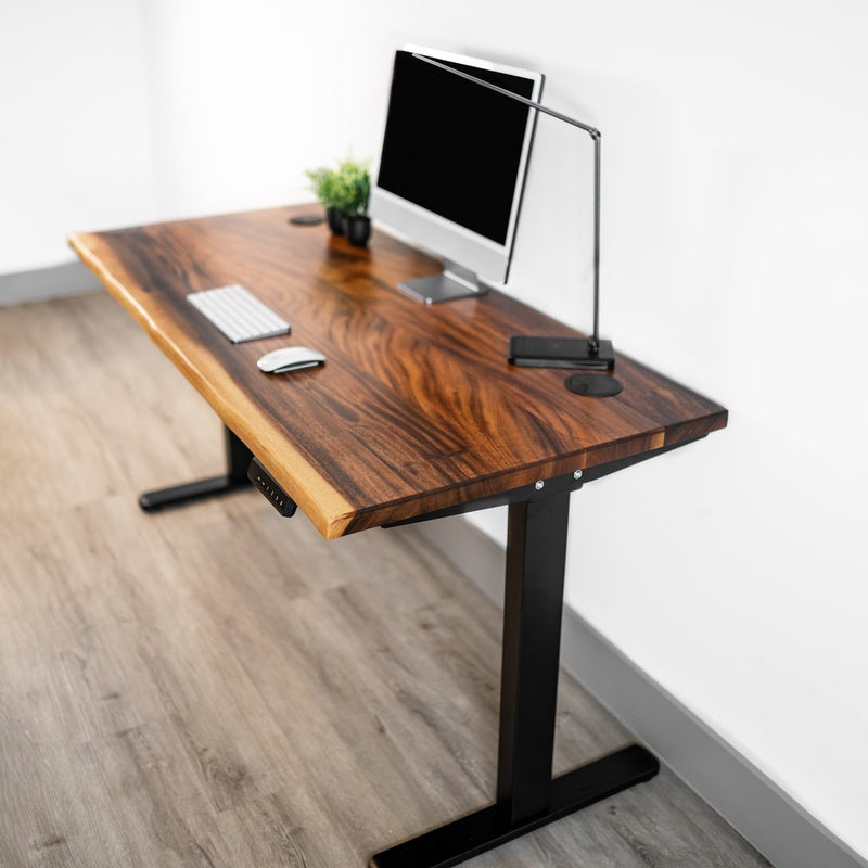 Executive Solid Wood Sit Stand Desk 1400 by 800 Walnut Top