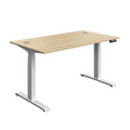 Heavy Duty Dual Motor Sit Stand Desk 1400 by 800 Oak Top