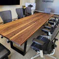 Height Adjustable Meeting Table Large Walnut Top