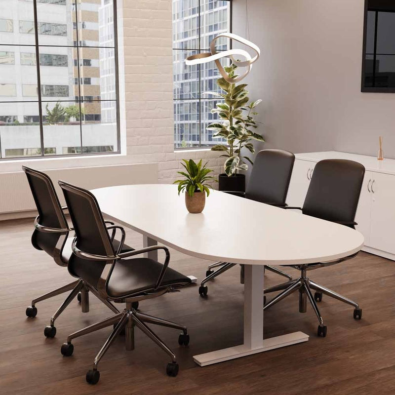 Height Adjustable Meeting Table White Top