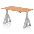 Sit Stand Desk with Cable Tray and Power 1400 by 800 Oak Top Pack of Five