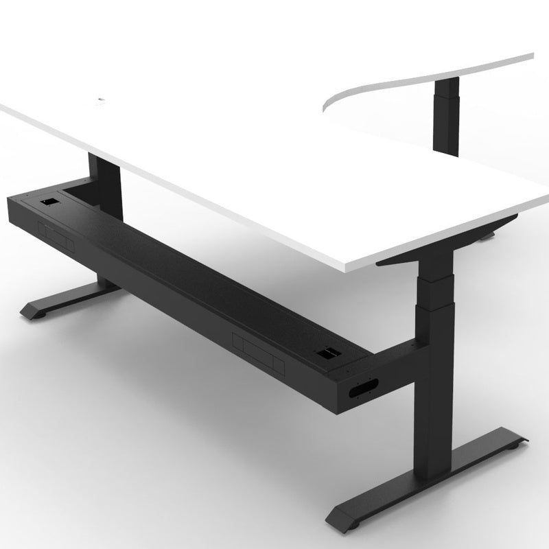 Sit Stand Desk with Cable Tray and Power 1400 by 800 White Top