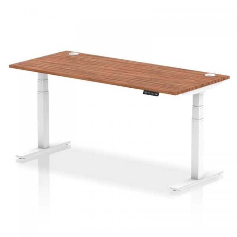Sit Stand Desk with Cable Tray and Power 1800 by 800 Walnut Top
