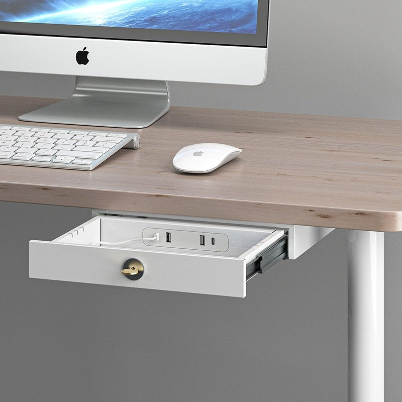 Standing Desk with Under Desk Drawer 1600 by 800 White Top