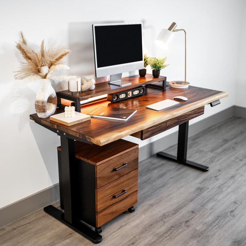 Standing Desk with Under Desk Drawer 1800 by 800 Walnut Top